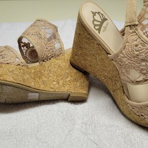 Fergilcious Lace Cork Wedges